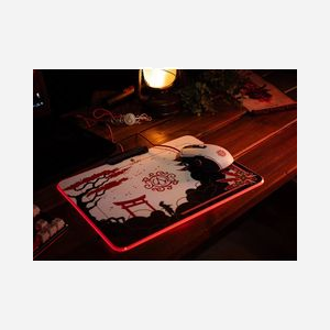 Lexip Tapis de Souris Gaming Ubisoft Assassin's Creed Shadows 350x280x12mm, Surface Tissu, Rétroéclairage LED, Port USB, Câble 2m Noir/Or/Rouge/Blanc - Miniature 4