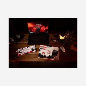 Lexip Tapis de Souris Gaming Ubisoft Assassin's Creed Shadows 350x280x12mm, Surface Tissu, Rétroéclairage LED, Port USB, Câble 2m Noir/Or/Rouge/Blanc - Miniature 5