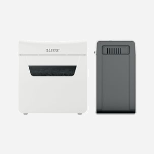 Destructeur de Documents Leitz 80930000 Micro-Broyage P-5, Capacité 3 Feuilles, Panier 10L, Compatible Trombones et Agrafes, 277x179x354mm Gris/Blanc - Miniature 4