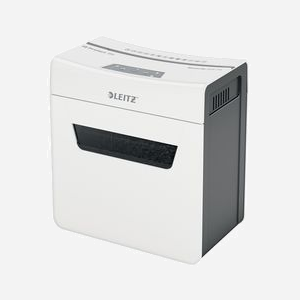 Destructeur de Documents Leitz 80930000 Micro-Broyage P-5, Capacité 3 Feuilles, Panier 10L, Compatible Trombones et Agrafes, 277x179x354mm Gris/Blanc