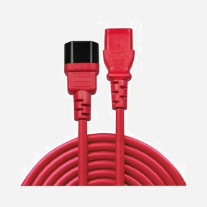 Lindy 30478 Câble Secteur Rouge 2m, Connecteurs IEC C14 Mâle vers C13 Femelle, Facteur de Forme Droit, Température -10°C à +70°C - Miniature 2