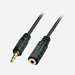 Lindy Câble Audio Extension 3m, Connecteur 3.5mm Mâle vers 3.5mm Femelle, Noir, AWG28, Facteur de Forme Droit