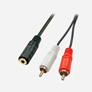Lindy 35677 Câble Audio 0.25m - 2 x RCA Mâle vers 3.5mm Femelle - AWG28 - Noir/Rouge/Blanc - Connecteurs Droit - PVC