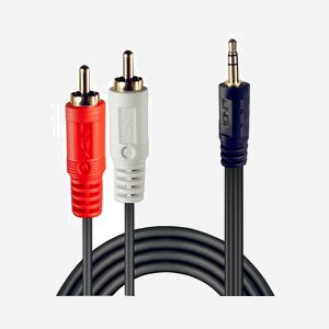 Lindy 35683 Câble Audio 5m, Connecteurs 2x RCA Mâle vers 3.5mm Mâle, Contacts Or, Noir, Standard Harmonisé 85189000 - Miniature 2