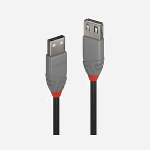 Lindy 36704 - Rallonge USB 2.0, 3m, Type A Mâle/Femelle, Cuivre étamé, Blindage Aluminium, Contacts Or, Noir/Gris, 480Mbit/s - Miniature 1