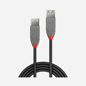 Lindy 36704 - Rallonge USB 2.0, 3m, Type A Mâle/Femelle, Cuivre étamé, Blindage Aluminium, Contacts Or, Noir/Gris, 480Mbit/s - Miniature 2
