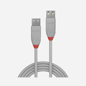 Lindy 36710 - Câble USB 2.0 A-A 0.2m Gris - Contacts Or/Nickel, Double Blindage, Cuivre Étamé, 480Mbit/s, AWG 26/28, REACH & UL, RoHS - Miniature 2