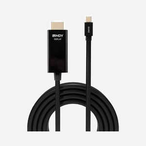 Lindy 36928 Câble Adaptateur Vidéo 3m Mini DisplayPort vers HDMI Type A (Standard) Noir - Résolution 3840x2160 pixels (4K) - Modes Vidéo 1080p - Mâle/Mâle - Miniature 2