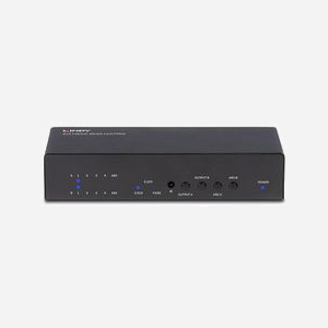 Lindy 38084 Matrice AV 4x2 HDMI 2.0 4K60Hz 18Gbit/s HDCP 2.2, Sorties Audio Optique et Analogique, Contrôle IR, Noir - Miniature 3