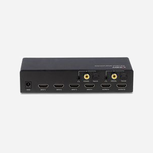 Lindy 38084 Matrice AV 4x2 HDMI 2.0 4K60Hz 18Gbit/s HDCP 2.2, Sorties Audio Optique et Analogique, Contrôle IR, Noir - Miniature 2