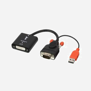 Lindy 38184 Convertisseur VGA vers DVI-D 1920x1200, Connecteurs DVI-D Femelle / VGA (D-Sub) Mâle, Alimentation USB, Longueur 0.2m, Noir/Orange - Miniature 2