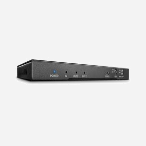 Lindy 38230 Répartiteur HDMI 2.0 18G 2 ports, 4K 60Hz 4:4:4, extraction audio optique et 3.5mm, HDCP, compatible cascade, châssis métal.