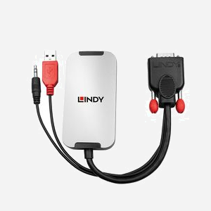 Lindy 38296 Convertisseur VGA vers DisplayPort 1920x1080 Full HD Noir et Blanc avec Audio 3.5mm et alimentation USB Type A - Miniature 2