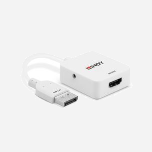 Lindy 38303 Convertisseur HDMI 2.0 vers DisplayPort 1.2, 4K@60Hz, HDCP 1.4, HDR, Audio 7.1, 0.095m, Blanc - Miniature 5