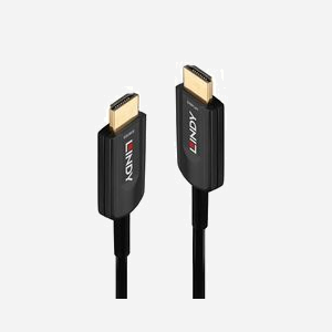 Lindy 38381 Câble HDMI 2.1 15m, Type A (Standard) Mâle-Mâle, 48 Gbit/s, ARC, HDR10+, Contacts Or, AWG24, Fibre Optique/Cuivre, Noir