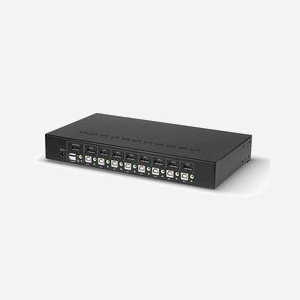 Lindy 39540 Commutateur KVM 8 Ports DisplayPort 4K 60Hz, Hub USB 2.0, Montage Rack 1U, Résolution 3840x2160, Audio, Noir - Miniature 2