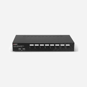 Lindy 39540 Commutateur KVM 8 Ports DisplayPort 4K 60Hz, Hub USB 2.0, Montage Rack 1U, Résolution 3840x2160, Audio, Noir - Miniature 3