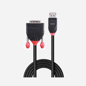 Lindy 41490 Câble Adaptateur Vidéo 1m DVI-D vers DisplayPort Noir, Connecteurs Mâle/Mâle, Plaqué Or, Débit 2.7 Gbit/s, Résolution 1920x1200@60Hz - Miniature 2
