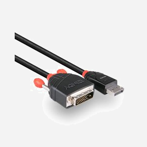 Lindy 41490 Câble Adaptateur Vidéo 1m DVI-D vers DisplayPort Noir, Connecteurs Mâle/Mâle, Plaqué Or, Débit 2.7 Gbit/s, Résolution 1920x1200@60Hz - Miniature 3