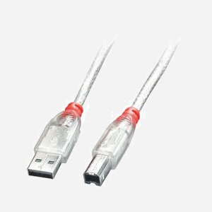 Lindy Réf. 41750 : Câble USB 2.0 Transparent 0.2m - Connecteur USB-A vers USB-B Mâle/Mâle - Débit 480 Mbit/s - AWG 28/26