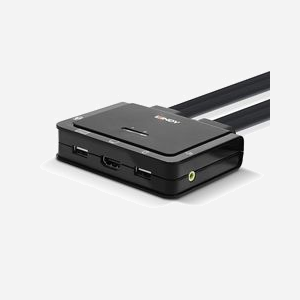 Lindy 42340 Commutateur KVM 2 Ports USB HDMI 1920x1080 Audio Noir, Câbles 0.9m, Compatible Windows, macOS, Linux, 90x70x25mm - Miniature 2