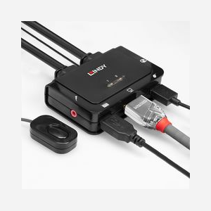 Lindy 42345 Commutateur KVM 2 Ports HDMI 4K Ultra HD 60Hz, USB Clavier/Souris, Audio 3.5mm, Montage en Grille, Câble 1.2m - Miniature 5