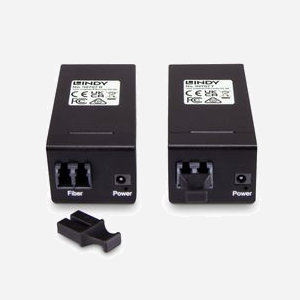 Lindy 42707 - Extender USB 3.0 Fibre Optique 200m - Émetteur/Récepteur AV Noir - Connecteurs LC Duplex - 5 Gbit/s - Alimentation 5V 3A - Miniature 5