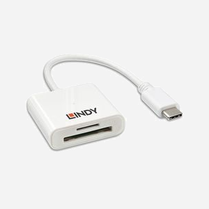 Lindy 43185 Lecteur de Carte Mémoire USB 3.2 Gen 1 Type-C Blanc, SD/MicroSD, 5 Gbit/s, Realtek 5306, Jusqu'à 2 To, ABS, 38x34x10mm - Miniature 1