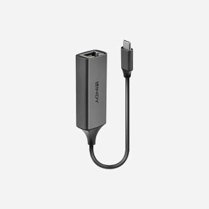 Lindy 43299 Adaptateur USB 3.1 Type-C vers Gigabit Ethernet, Argent, Transfert 5 Gbit/s, Chipset RTL8153, 24x58x16mm, câble 0.135m, CE/FCC/RoHS - Miniature 1