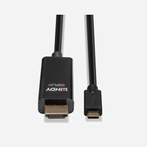 Lindy 43317 Câble Adaptateur USB Type-C vers HDMI 2.0 4K60Hz HDR, 10m, Connecteurs Mâle-Mâle, Contacts Or, Noir, 18 Gbit/s, PVC - Miniature 4