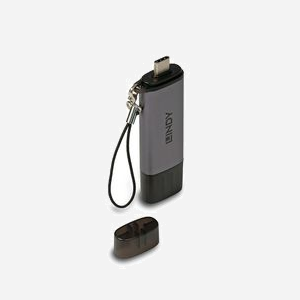 Lindy 43335 Lecteur Cartes Mémoire USB 3.2 Gen 1 Type-A/Type-C, SD/MicroSD, taux transfert 5Gbit/s, Noir/Gris, 78.5x22.5x11mm - Miniature 2