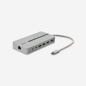 Lindy 43360 Station d'accueil USB 3.2 Gen 1 Type-C, 2x USB-A, 1x USB-C, 2x HDMI 1.4, Ethernet RJ-45, Audio 3.5mm, Argent/Blanc - Miniature 2