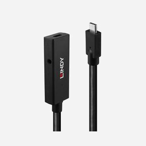 Câble Lindy 43364 USB-C vers USB-C 5m USB 3.2 Gen 2 (3.1 Gen 2) 10Gbit/s Noir, Contacts Nickel, Diamètre 7mm, Blindage Aluminium