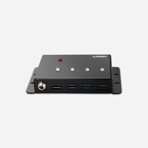 Lindy 43374 Hub USB 3.2 Gen 1 - 4 Ports Type-A, Boîtier Métal, 5000 Mbit/s, USB Type-B, 125x74.6x22mm, Câble 0.8m, Certifié CE/UKCA/FCC/RoHS - Miniature 3