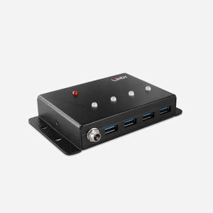 Lindy 43374 Hub USB 3.2 Gen 1 - 4 Ports Type-A, Boîtier Métal, 5000 Mbit/s, USB Type-B, 125x74.6x22mm, Câble 0.8m, Certifié CE/UKCA/FCC/RoHS - Miniature 1