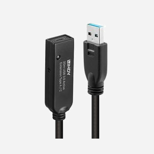 Lindy 43375 Câble USB 20m, USB 3.2 Gen 1, Connecteur A Mâle/A Femelle, AWG 24/24/20, PVC Noir, Température Opération 0-50°C - Miniature 1