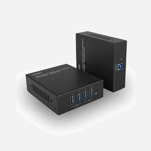 Lindy 43410 Extender KVM Émetteur/Récepteur USB Cat6a 100m, Ports USB-A/B & RS-232, Alimentation 24V, Température 0-40°C, Certifié CE/FCC/RoHS/UKCA - Miniature 1
