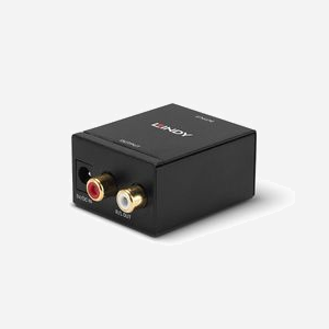 Lindy 70368 Convertisseur DAC Optique/Coaxial vers RCA Stéréo 24bit/96kHz, Entrées TosLink & Coaxial, Sortie Phono G/D, 51x41x26mm, 78g - Miniature 2
