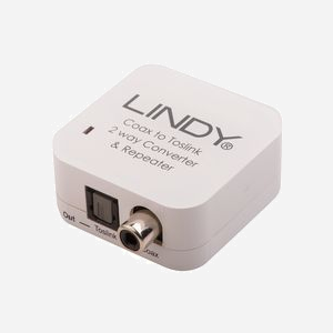 Lindy 70411 Convertisseur Audio Numérique Coaxial/Toslink vers Coaxial/Toslink 24bit/192kHz Répéteur SPDIF - Blanc - 46x46x24mm - Miniature 2