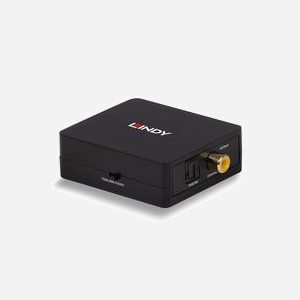 Convertisseur Audio Numérique Lindy 70457 Noir, Entrée/Sortie Optique & Coaxiale, 192kHz/24-bit, Rapport Signal/Bruit 142dB, 60.5x54x20.5mm, CE/FCC/RoHS/UKCA