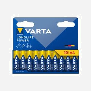 Varta LONGLIFE Power AA - Pile Alcaline Usage Unique 1.5V - Pack de 10 - Dimensions Emballage: 143.6x15.4x120mm - Référence 04906-121-761