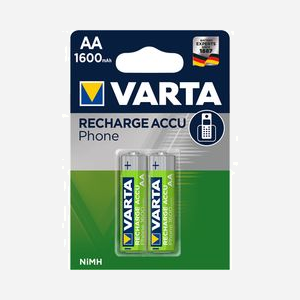 Varta Rechargeable AA NiMH 1.2V 1600mAh, 2 pièces, 14.5mm Ø x 50.5mm, Blister - Batterie Varta T399B, Ref: 58399-201-402 - Miniature 1