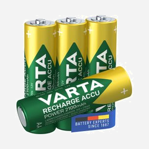 Varta Rechargeable AA NiMH 2100mAh - Pack de 4 Batteries Cylindriques 1.2V (56706-101-404) - Dimensions: 50.5 x 1.45cm, Poids 30g par batterie - Miniature 1