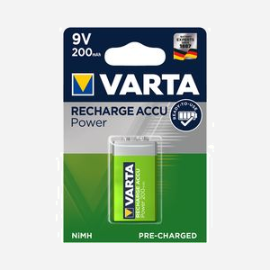 Varta Rechargeable NiMH 9V 200mAh - Batterie unique 8.4V - Type 56722/1 - 15.7mm - Poids 36g - Conditionnement Blister