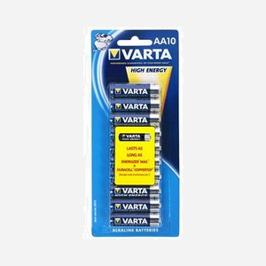 Varta High Energy AA, Lot de 10 Piles Alcalines Usage Unique 1.5V, Type AA, Référence Varta 45144 - Miniature 2