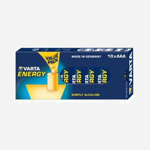 Varta Lot de 10 Piles Alcalines AAA LR03 1.5V - Type Usage Unique - Dimensions 44.5 x 10.5 mm - Poids 11g - Format Cylindrique - Référence 04103-229-410 - Miniature 1