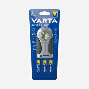 Varta Lampe Torche LED 3xLED 28lm, Corps Plastique/Caoutchouc, Noir/Argent, Alimentation 3xAAA, Autonomie 12h, Distance Faisceau 41m, 98x87mm - Miniature 2