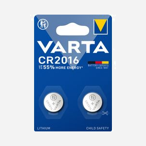 Varta - Pile bouton Lithium CR2016 3V - Dimensions 20mm x 1.6mm - 2 unités par blister - Réf. Varta 06016-101-402