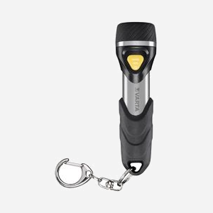Varta Lampe Porte-Clés LED Aluminium/Noir - 12 lm - LED Unique - AAA - Autonomie 6.5h - 94mm - Résistante aux chocs - Faisceau 22m