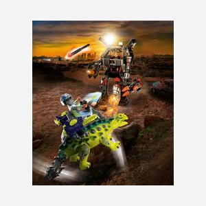 Playmobil Dinos - Saichania et Robot Soldat - Réf. 70626 - Kit figurines plastique multicolore - 2 personnages - 5+ ans - Fabriqué en Bosnie Herzégovine.